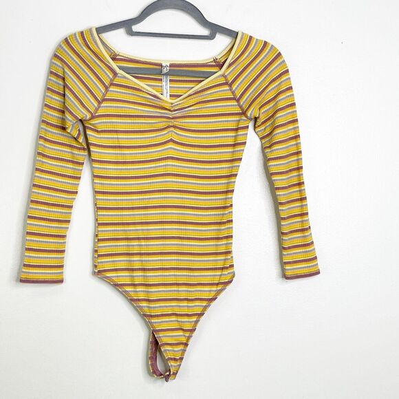 Free People Tops - Free People Intimately Striped Long Sleeve Y2K Bodysuit Women's Size XS